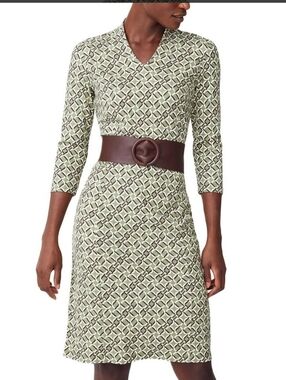 J. McLaughlin Ivana Geometric 3/4 Sleeve Women's Dress Size: M